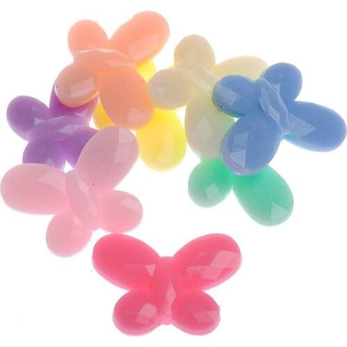 Free Shipping 600pcs/bag 22*16mm Solid Pastel Colors Butterfly Shape Acrylic Plastic Jewelry Beads Kids Bracelet Necklace Making