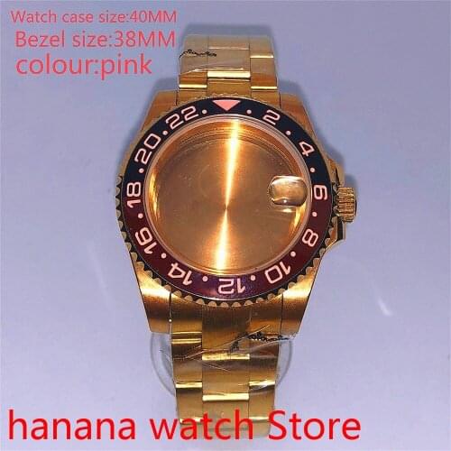 Bliger Suitable for Mingzhu automatic winding 40mm sapphire glass sealed back gold box series, with rotating pink