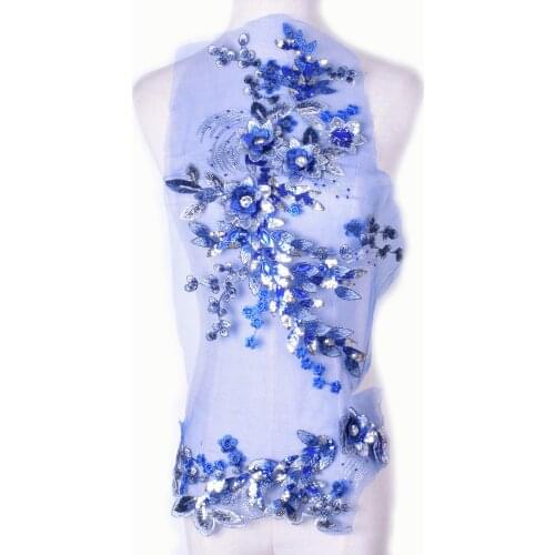 Blue Black Red Flower Embroidery Patches Neckline Collar Laces Applique Trims Collars Sewing DIY Craft Patches NL074