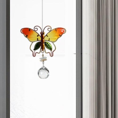 Color Painting Dragonfly Crystal Pendant for Garden Chandelier DIY Decorations Outdoor Wedding Curtain Chandelier DIY Decor