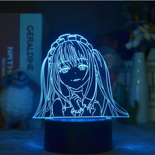 Date A Live Tobiichi Origami Cute Lamp Multi-color Light Gift Bedroom Decor 3D Led Kids Gift Japanese Anime Waifu Manga