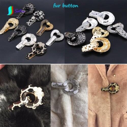 Fur Repair Sew Gold White,Silver Black Button Duck Mouth Shape buckle Rhinestone Decorative Invisible Clasp for Fur Coat S0579H
