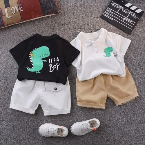 Cotton Summer baby children soft shorts suit t-shirt todder boy and girl kids dinosaur cartoon cute clothes cheap stuff for 0-5Y
