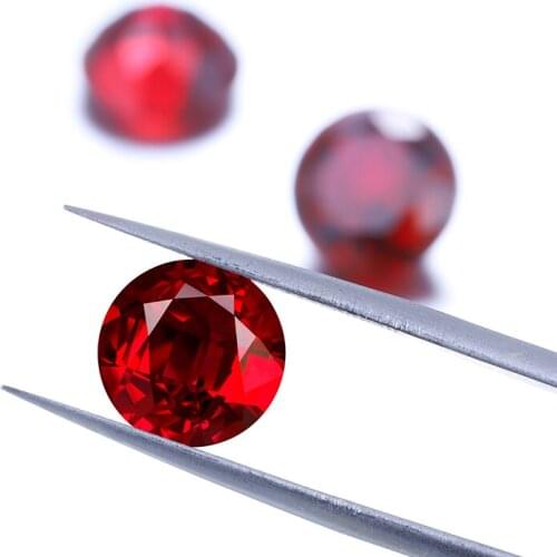 Pirmiana Loose Gemstone Round Briliant Cut Lab Grown Pigeon Blood Gems for Diy Jewelry Making Rings Necklaces