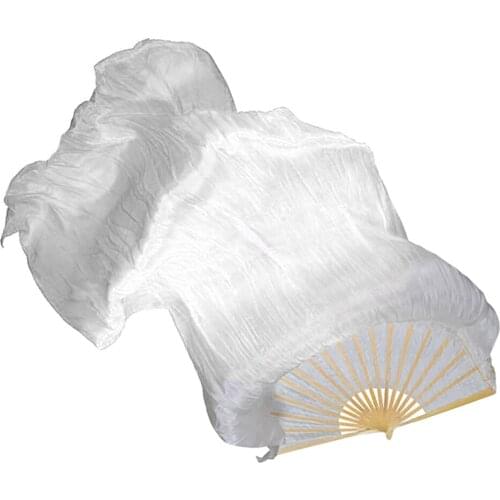Prettyia 1PCS White 1.8m Plain Belly Dance Fan Veil Dancing Veil Dance Props