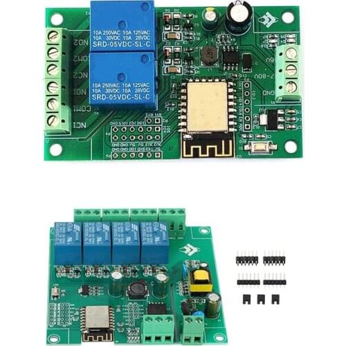 JFBL Hot 2PCS ESP8266 Wireless WIFI 4 Channel Relay Module with ESP8266 ESP-12F WIFI Relay Module 2CH 5V/8-80V Relay Switch