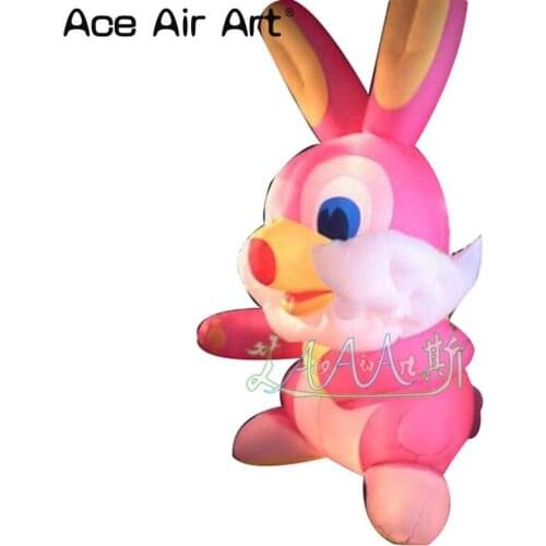 Beautiful lighting pink little inflatable rabbit,inflatable Easter bunny for Easter decoration and Events