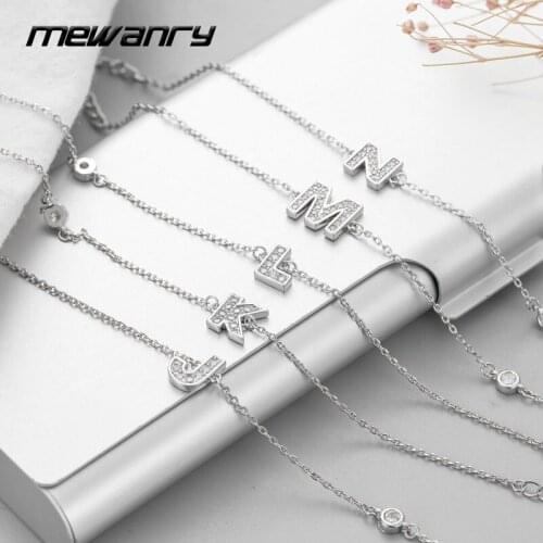 Mewanry 925 Sterling Silver Bracelet for Women New Trend Creative Sweet Couples 26 English Letters Zircon Party Jewelry Gifts
