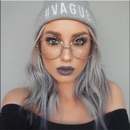 Fashion Vintage Oversized Glasses Women 2020 Luxury Brand Desige Metal Round Frames Glasses Optical Eyeglasses Transparent Lens