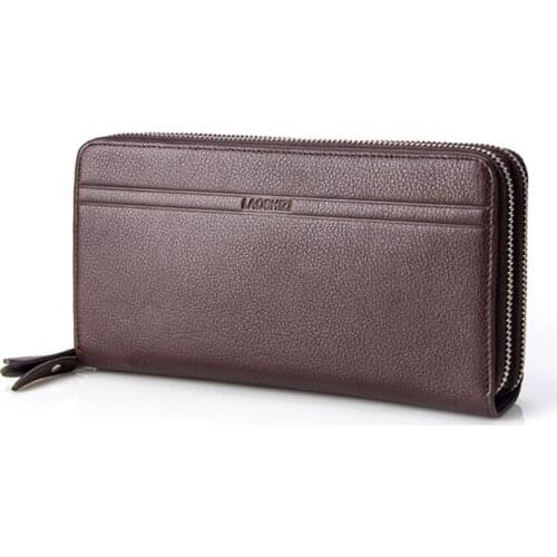 Mens clutch bag anti-theft brush Mobile phone bag fashion top layer cowhide leather money card holder wallet double bill wallet