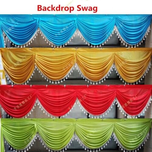 Custom Made 6 meter length wedding backdrop Swag Ice Silk 20ft party drape with tassel many color swag wedding decoration