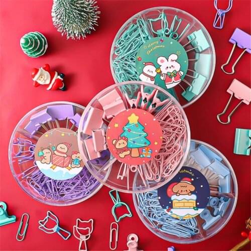 Christmas Boxed Long Tail Clip Set Student Sorting Multifunctional Dovetail Clip Office Document Bill Clip Test Paper Bag Clip
