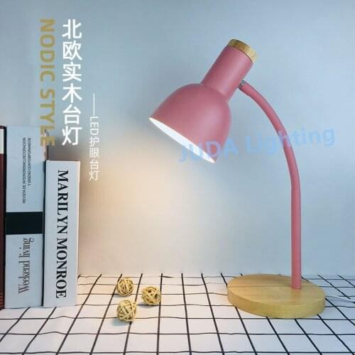 E27 Nordic Macaron Color Wooden Table Lamp Button Switch Study Bedroom Children Indoor lamp Reading Light LED Desk Lamp lights