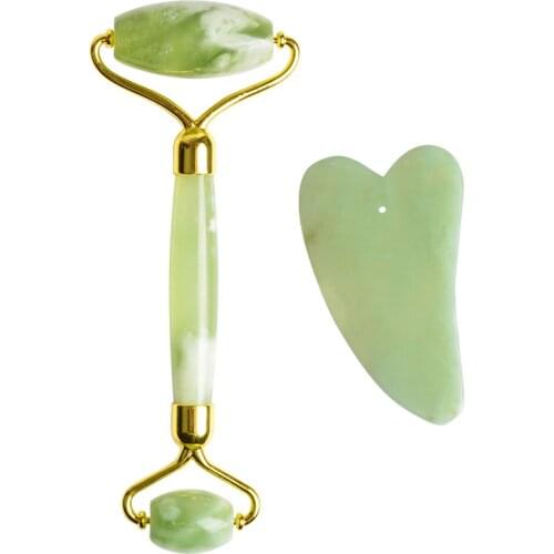 Jade Roller Face Massager With Natural Anti Aging Jade Stone For Face Eye Massage Derma Cream Roller