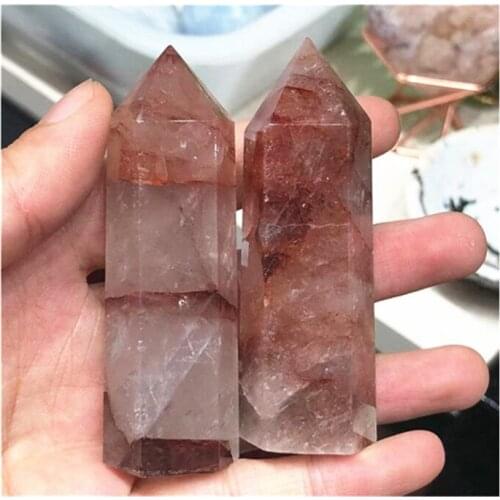 Fire Quartz Crystal Wand Point Natural Stones For Home Decoration