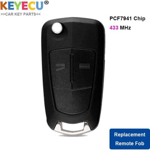 KEYECU Flip Remote Control Car Key for Opel/ Vauxhall Astra H 2004-2009, Zafira B 2005-2013, 2 Buttons - 433MHz - 7941 Chip