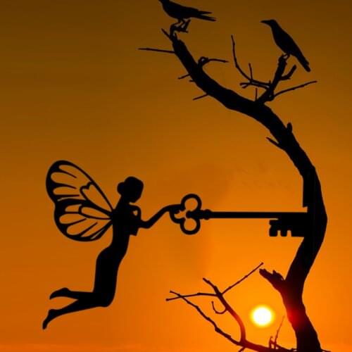 Garden Outdoor Decor Accessories Metal Fairy Silhouette Tree Branch Decors For Garden Backyard Fairy Statue Tree Arts Decoration