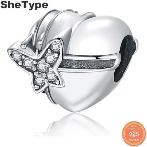 SheType Heart Shape 2.0g Cubic Zirconia Charm Silver 925 Sterling Silver Gift For Sister Charms Jewelry DIY 2019