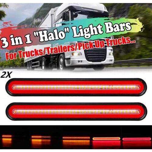24V LED 13Inch Tail Brake Light 3 in 1 Neon Halo Ring Stop Rear Lamp for Truck Running Flowing Turn Signal Lights