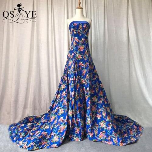 Navy African Prom Dress A Line Off Shoulder Evening Formal Party Gown Print Flowers Pattern Satin Strapless Long Women Dress