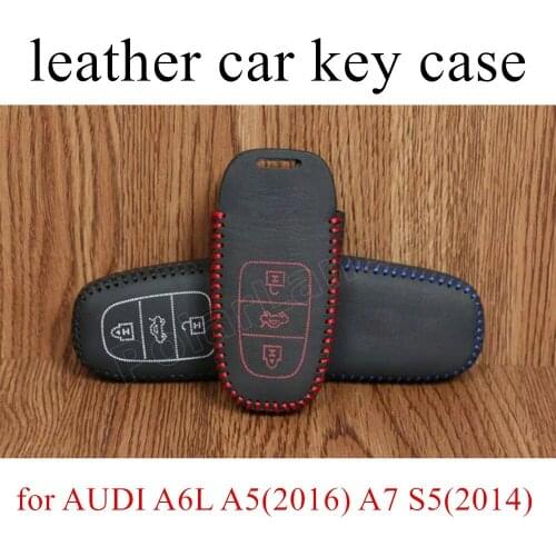 Only Red Car key case for AUDI A6L/A5(2016)/A7/S5(2014)/S8(2016)/S6/A8 cover Hand sewing car key covers DIY Genuine leather