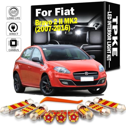 TPKE 10Pcs Error Free Car LED Bulbs Interior Reading Dome Light Kit For Fiat Bravo 2 II MK2 (2007-2016)