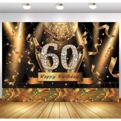 Happy 30 40 50 60th Birthday Party Gold Dots Banner Party Poster Vinyl Photo Backgrounds Photocall Photography Backdrops Decor