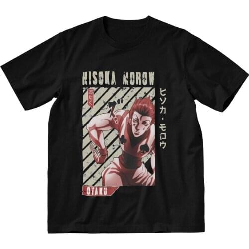 Vintage Hxh Hisoka Morow T Shirt Mens 100% Cotton Printed T-shirt Fashion Tshirt Short Sleeve Anime Hunter X Hunter Tees Tops