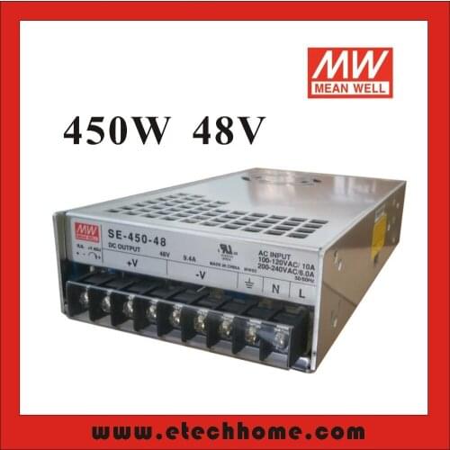 High Reliability Mean Well Switching Power Supply Stepper Power 450W 48V 9.4A SE-450-48 for Communication CNC Control
