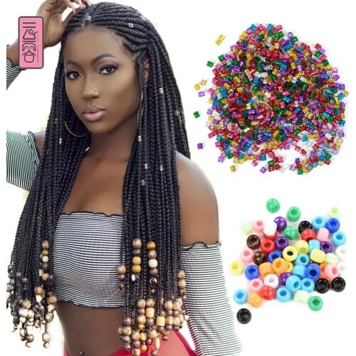 YunRong 50pcs 7mm Hair Bead Cuff Acrylic Hair Ring Big Hole Dreadlock Hair For Jumbo Braid Dreadlock Hair Accessories