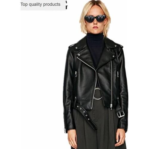 2020 PU Leather Jacket Women Short Female Jackets Spring Autumn Outerwear Motocycle Faux Leather Coat With Belt chaqueta mujer