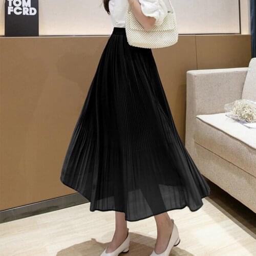 Womens Skirt Vintage Clothes Long Skirts White Harajuku Summer High Waist Streetwear 2021 Fashion flowy Spring Elastic Chiffon