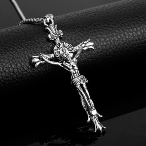 Religious Jesus Cross Necklace Cross Pendant With Bling Chain Necklace Jewelry Gifts For Men