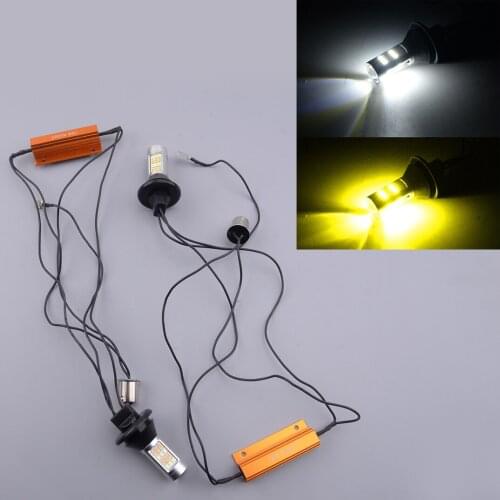 1 Pair 12~24V Canbus Yellow & White Switchback LED DRL Turn Signal Light Bulb 1156 BA15S P21W
