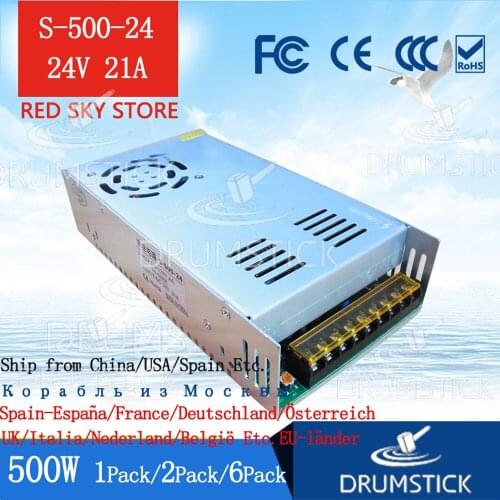 Nice 2Pack 220V DC 500W power supply 24V 20A switching power transformer S-500-24 DC Display LED light strip Monitor