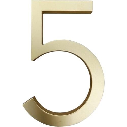 15cm House Number Sign #5 Huisnummer Outdoor Brass 6 inch Aluminum Modern Font Door Numbers Plate Home Address Signage
