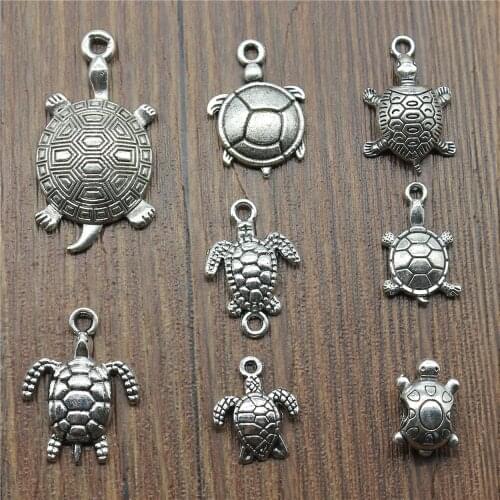 20pcs Tortoise Charms Silver Color Sea Turtle Pendant Charms Turtle Floating Charms For Jewelry Making DIY Craft Bulk Charms