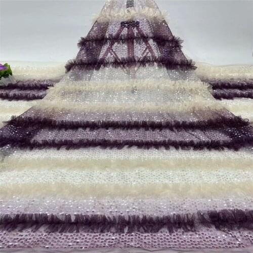 2021 French lace Fabric Net Lace Fabric High Quality African Tulle Lace Fabric With Sequins For Nigerian Wedding Dress dp81-88