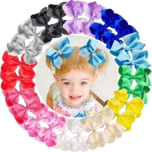 24Pcs Baby Girls Lace Hair Bow Grosgrain Ribbon Boutique Hair Bows Clips For Girls Children Toddlers