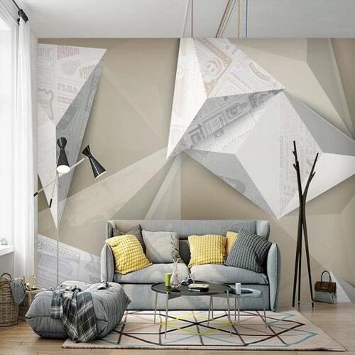 Custom 3D wallpaper mural industrial style three-dimensional geometry creative abstract newspaper retro background wall