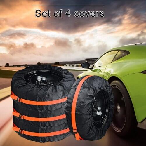 4Pcs Auto Car Vehicle Spare Tire Tyre Wheel Cover Bag Protector with Carrying Handles for Off Road Truck Vans Wheel Storage