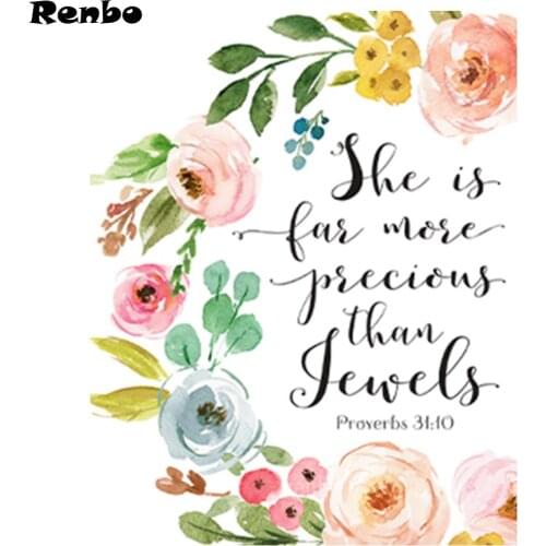 5D Full Square Round Drill Diamond Embroidery Bible Poetry Arab Christian Flower Diamond Painting Cross Stitch Mosaic Decor Gift