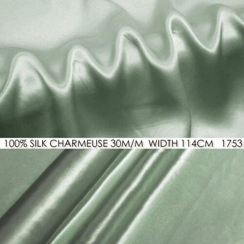 CISULI 100% Silk Fabric 30momme SILK CHARMEUSE SATIN Fabric 114cm width for Women Vestidos No.1753 Light Bean
