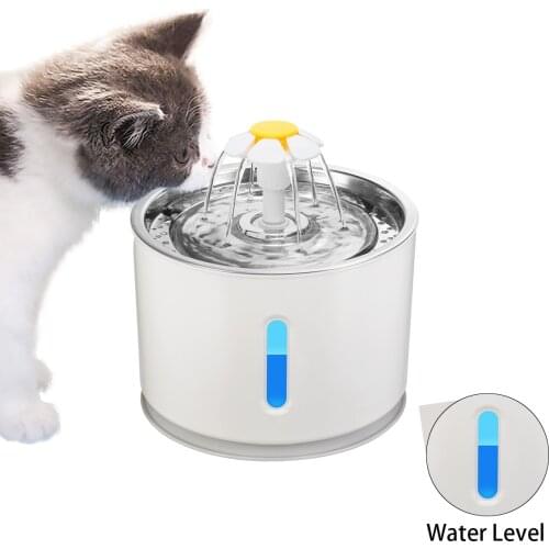 2.4L Automatic Pets Water Fountain Cat Dog Drinking Bowl Feeder Cats Water Dispenser LED Filter Purifier Safety Survival Tool