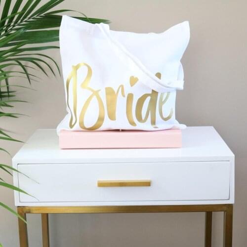 Bride Large Print Tote Bag Bridal Party Tote Bachelorette Bag Bridal Tote Bags Wedding Totes Custom Tote Bags Market Bag