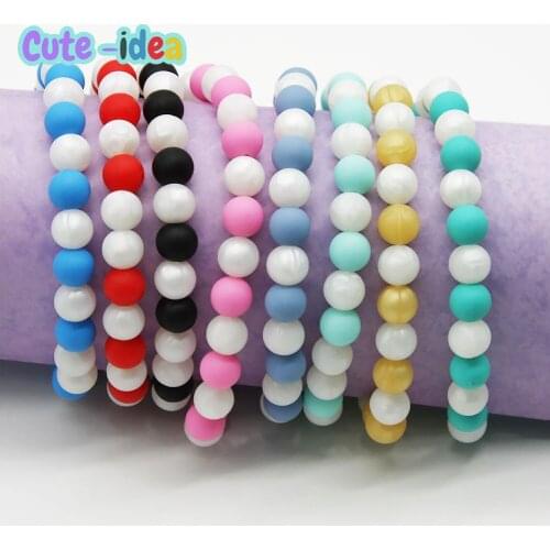 Cute-Idea 1set Silicone Bead Teether Pacifier Chain Bracelet Accessory Chain Toddle BPA Free Chewable Teething Soft Baby Product