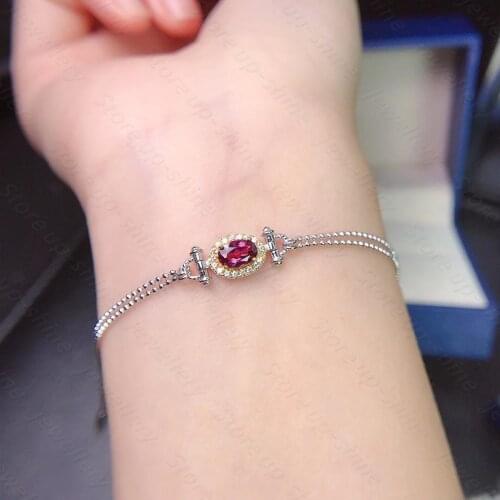 Natural Magnesium Aluminum Garnet Bracelet 925 Silver Womens Bracelet Two-color Electroplating Process Highlights Feminine Char