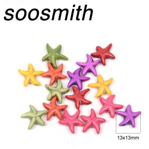 Soosmtih 13x13mm Mix Blue White 50Pcs Natural Stone Beads For Jewelry Making Loose Beads Fashion Accessories Diy Pendant Craft