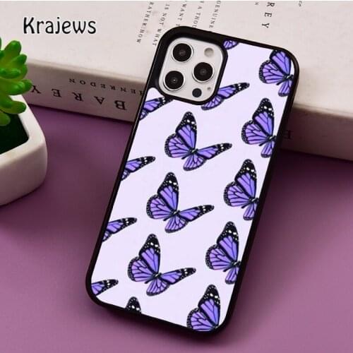 Purple butterflies phone Case For iPhone 5 SE 2020 6S 7 8 Plus 12 mini 11 Pro X XR XS Max Samsung S8 S9 S10 coque Cover