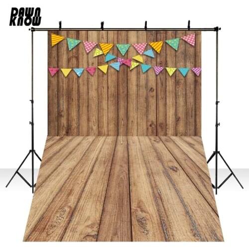DAWNKNOW Wood Floor Flag Photography Backdrop Background Tapestry Kids Baby Children Party Planning Stage Photo Studio GY535
